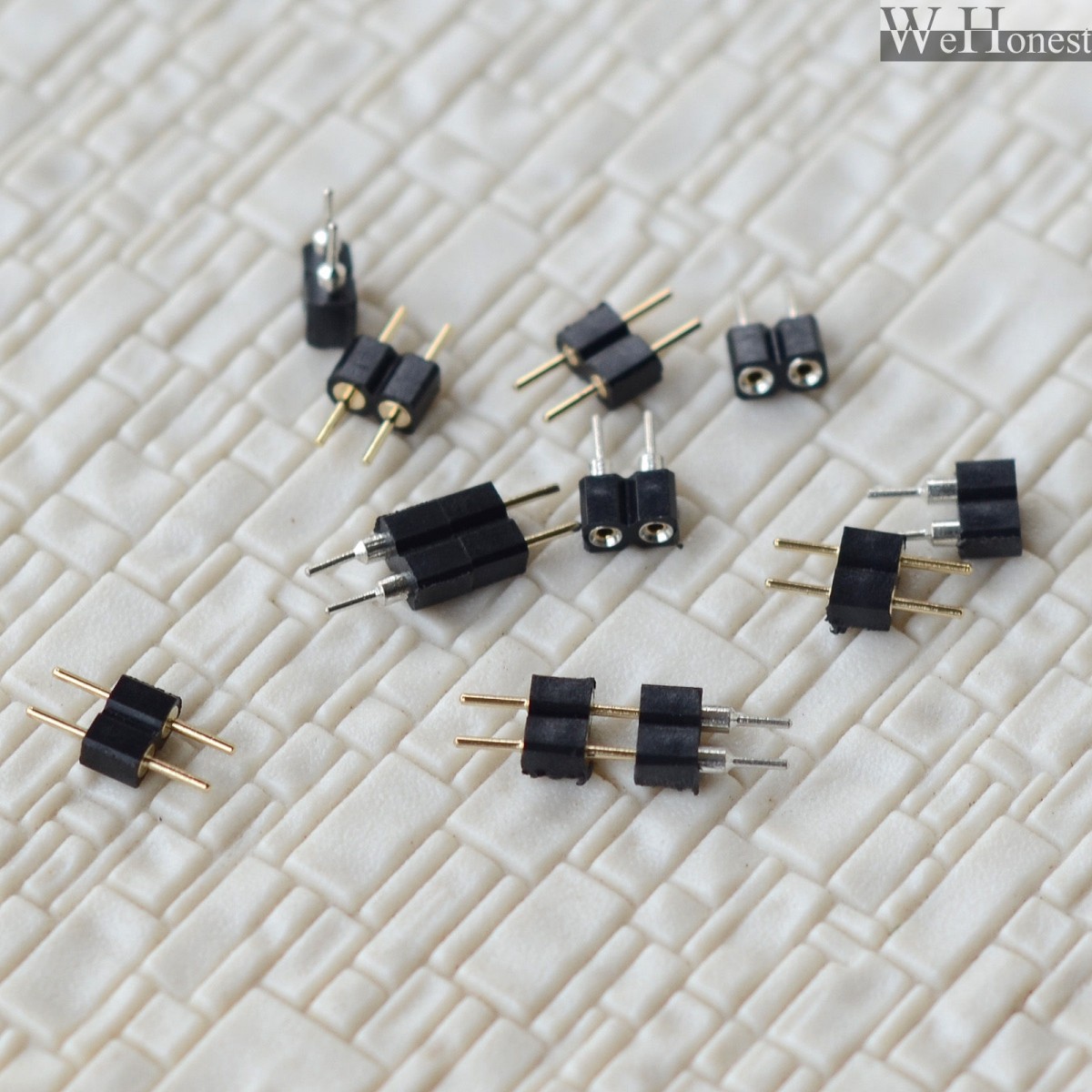 10 pairs 2 Pins mini-plug kits 2.54mm straight connectors round female and male